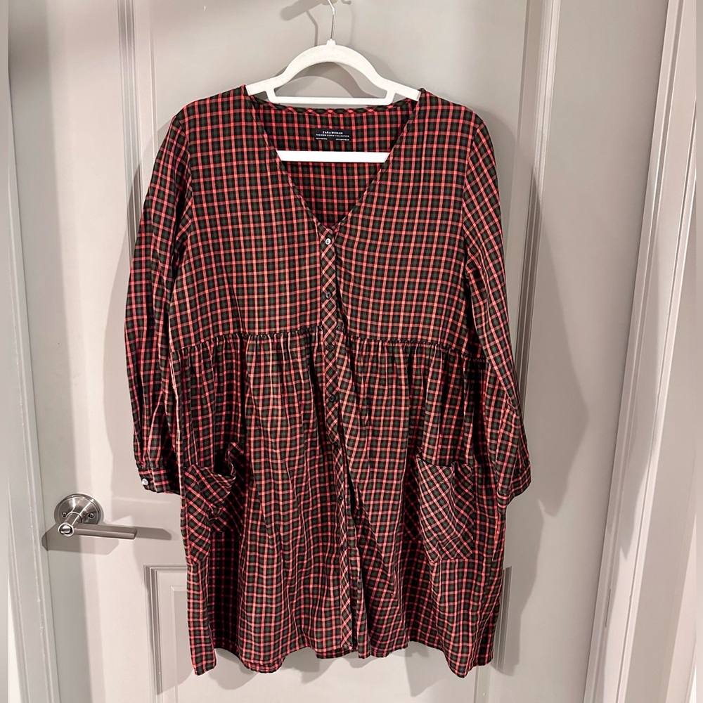 Zara Red Plaid Mini Dress